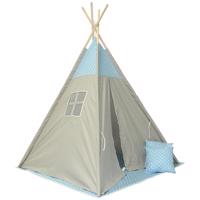 Detský stan Teepee sivo-modrý/hviezdy