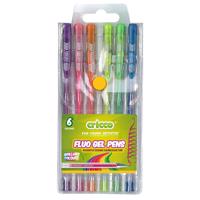 Gélové perá fluo Cricco 6 farieb