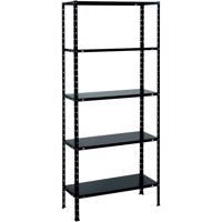 Skladový kovový regál čierna 170x75x30 cm – 5 políc/40 kg