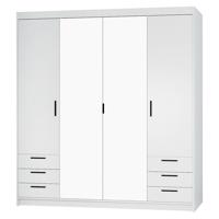 Skriňa Elena 4D 6S biela/zrkadlo