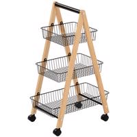 Úložný Vozík Gc6182 3 Úrovne Prirodzené/Čierna
